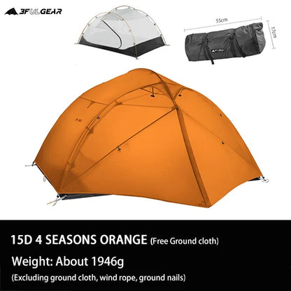 3F UL Gear Qinkong 3P 3-Person 4-Season Camping Tent 15D Silnylon Coating with Matching Ground Sheet Ultralight Outdoor