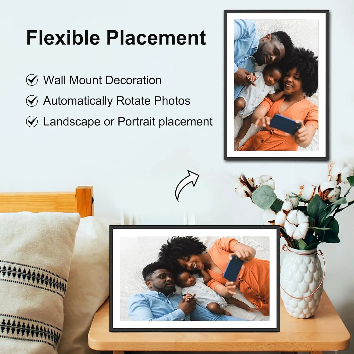 15.6 Inch Large Digital Picture Frame WiFi Electronic Smart Digital Photo Frame 32GB 1920 * 1080 IPS Touch Screen Wall Mountable