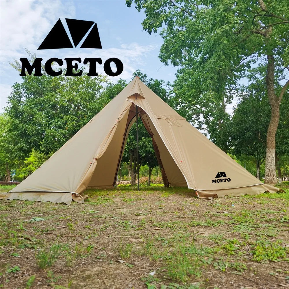 Lightweight Tipi Hot Tents with Stove Jack, Standing Room,Teepee Tent for Hunting, Family Team Camping,Brown, 6-8Persons