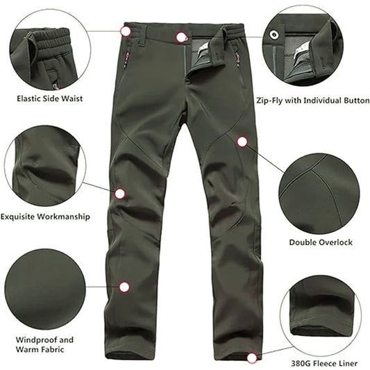 Outdoor Hiking Pants Trekking Fleece Slim Soft Shell Snow Ski Pant Waterproof Windproof Winter Climbing Clothes