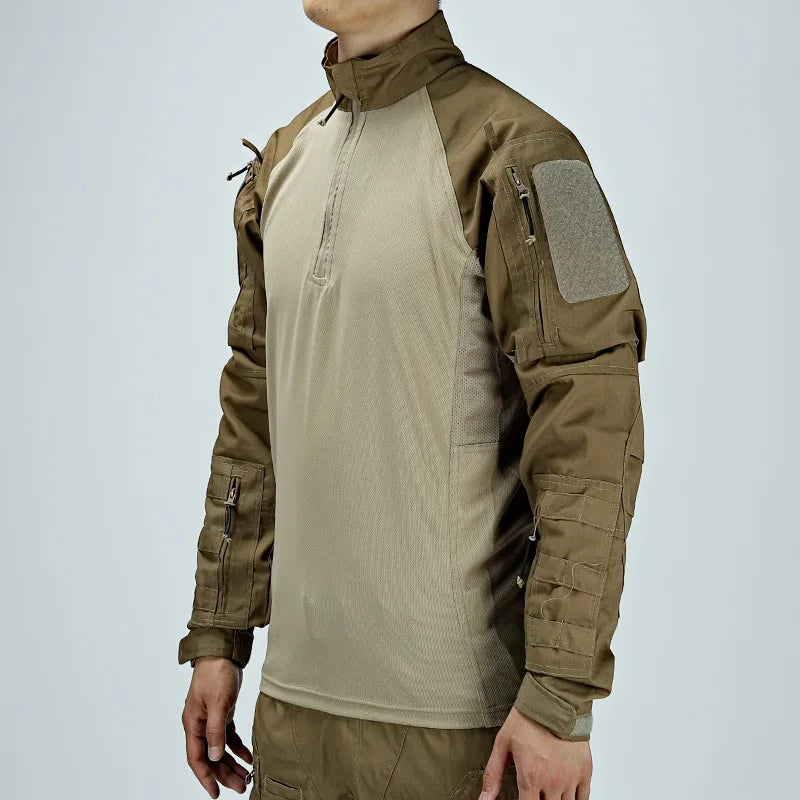 Spring Autumn Tactical Frog Shirts Men Long Sleeve Breathable Tops Wear-Resistant Workwear Coat Outdoor Camping Hiking Shirt