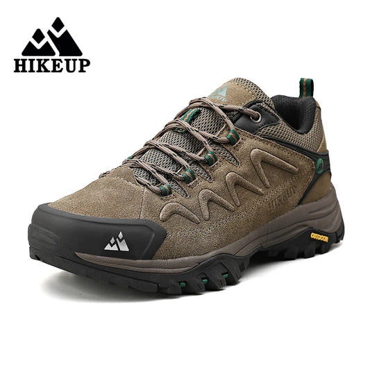 HIKEUP Leather Men‘s Outdoor Hiking Shoes Tourist Trekking Sneakers Mountain Climbing Trail Jogging Shoes For Men Factory Outlet