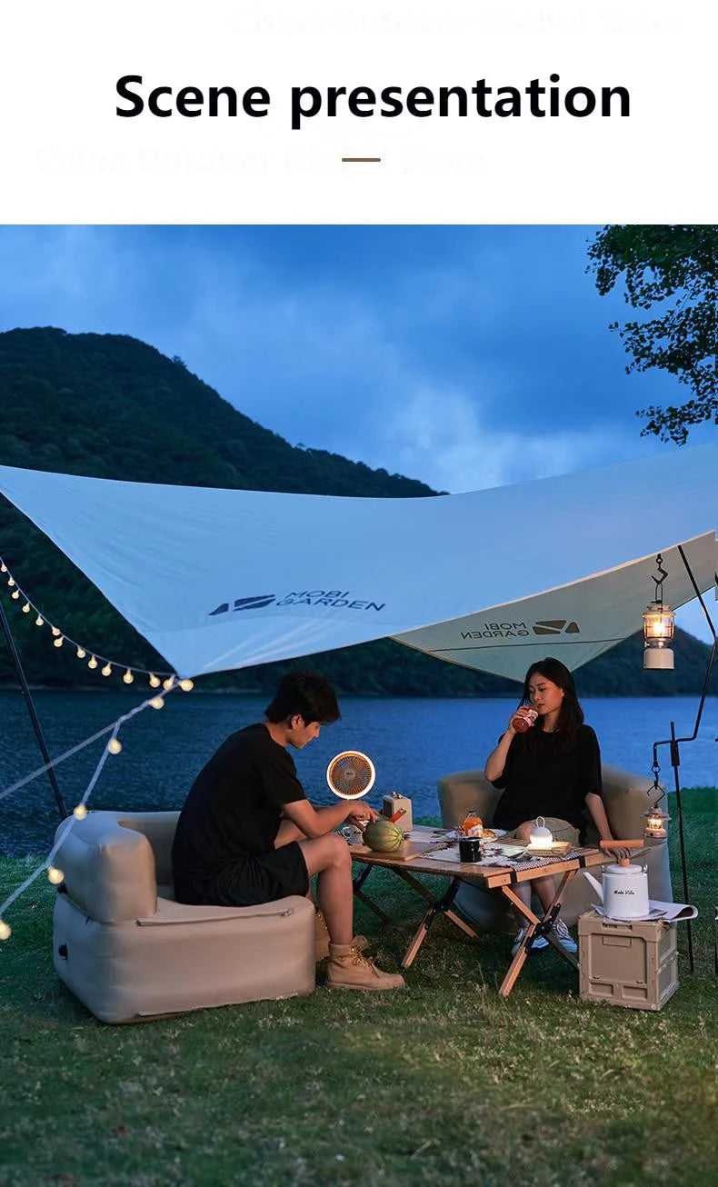 MOBI GARDEN Inflatable Sofa Camping Chair Portable Lazy Sofa Outdoor Park Picnic Leisure Splicing Air Cushion Bed Oxford Cloth