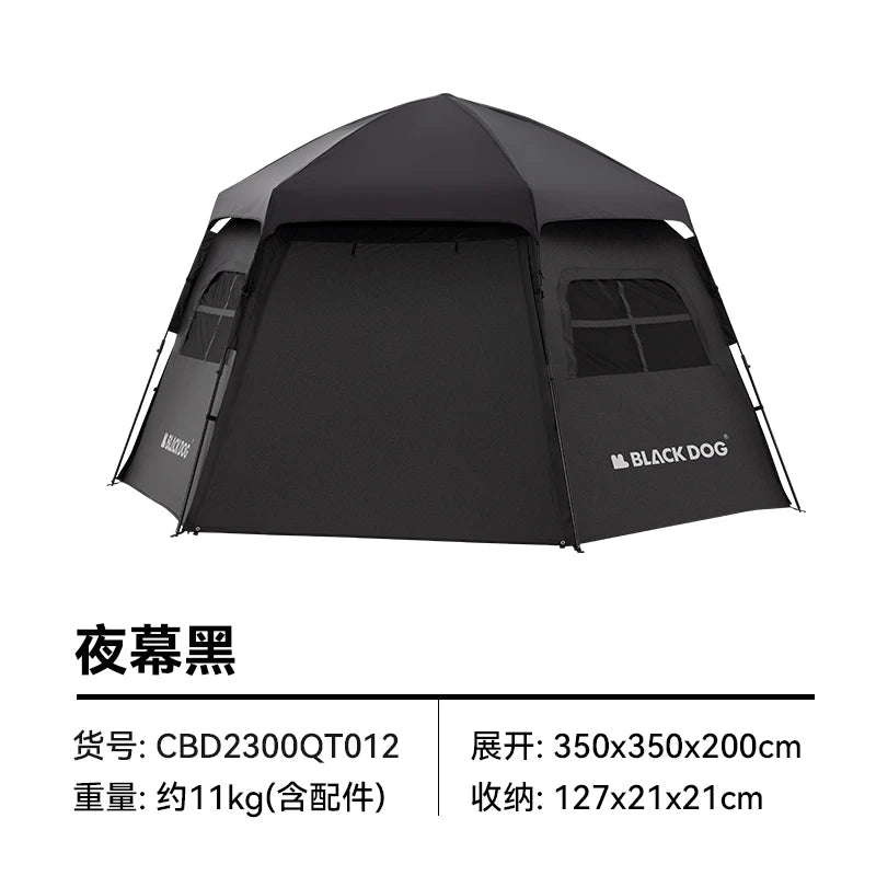 Blackdog 6-8 Person Tent Outdoor Hexagonal Automatic Quick-open Camping Tent Portable Folding Vinyl Sunproof Rainproof