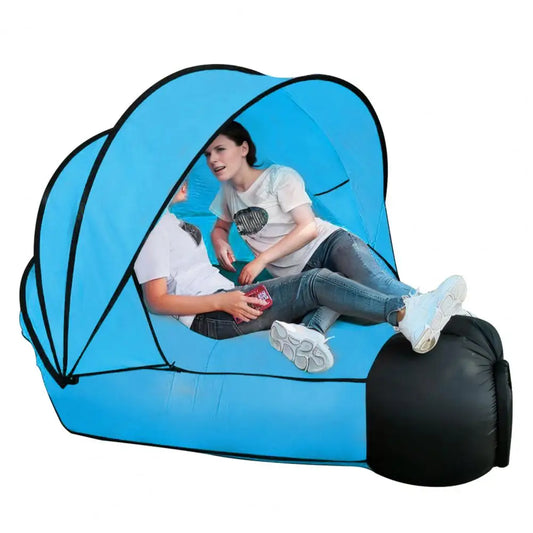 Inflatable Sofa with Canopy, Canopy Island Inflatable Lawn Bed, Camping Island with Sunshade, Inflatable Lazy Bed with Canopy