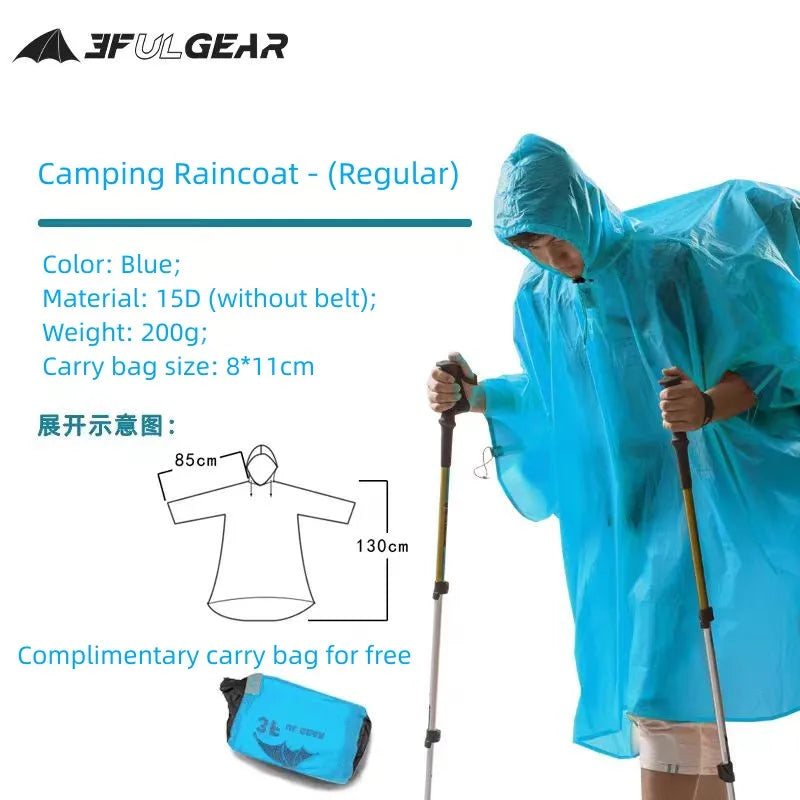 3F UL GEAR Lightweight Hiking Poncho, Waterproof Backpack Poncho Raincoat for Outdoor Trekking, Camping, Hiking