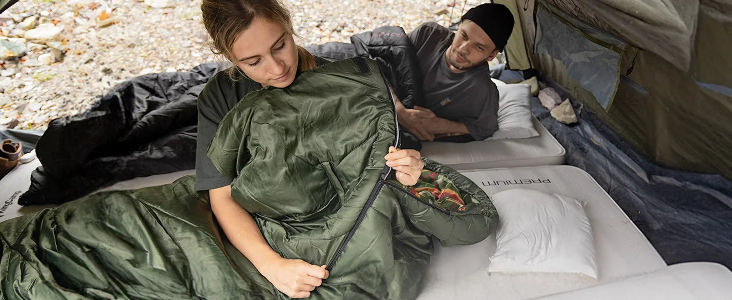 KingCamp Flannel Sleeping Bag, Single Enlarged Stretchable Polyester-cotton Flannel Oval Capped Sleeping Bag For Camping