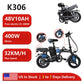 3 Speed Folding Ebike Electric Bike For Adults 48V 15AH 400W 32KM/H 14 inch Tire Electric Bicycle City USB Charging Port