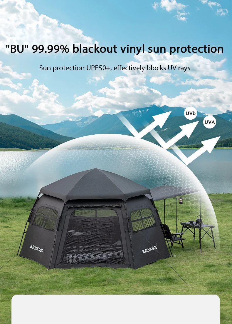 Blackdog 6-8 Person Tent Outdoor Hexagonal Automatic Quick-open Camping Tent Portable Folding Vinyl Sunproof Rainproof