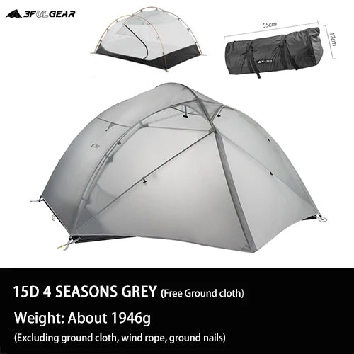 3F UL Gear Qinkong 3P 3-Person 4-Season Camping Tent 15D Silnylon Coating with Matching Ground Sheet Ultralight Outdoor