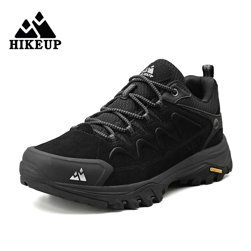 HIKEUP Leather Men‘s Outdoor Hiking Shoes Tourist Trekking Sneakers Mountain Climbing Trail Jogging Shoes For Men Factory Outlet