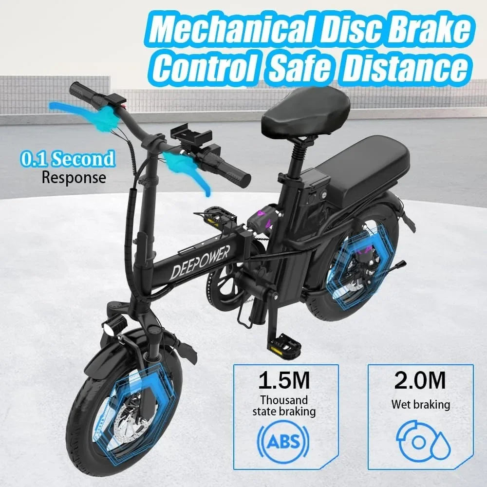 Folding Electric Bike 600WPeak Brushless,Max 70miles Range(Pure Electricity),Commuter Ebike for Adults & Teens,UL 2849 Certified