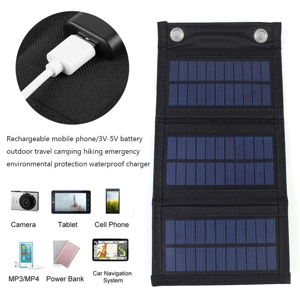 Outdoor Hiking Waterproof Foldable Solar panel For Phone power bank Solar USB Portable Solar Cells Charger camping Accessories