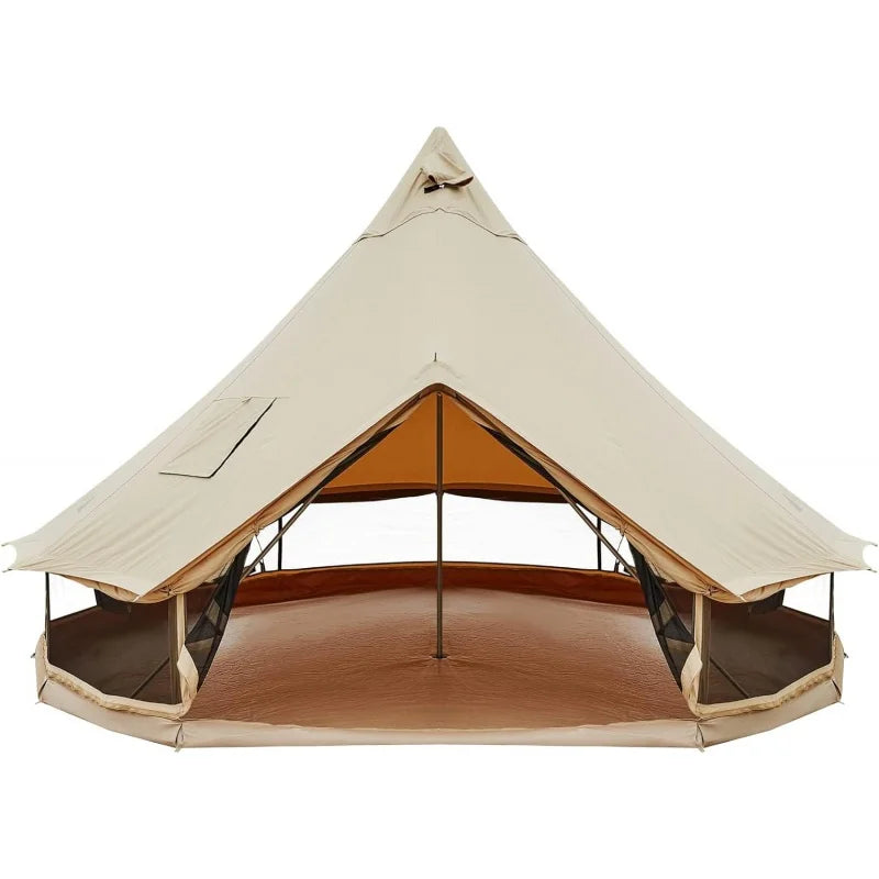 KingCamp Canvas Bell Tent for Camping, 4 Seasons 13.2ft/16.4ft Camping Yurt Tent, w/Stove Jacks, Luxury Glamping Waterproof and