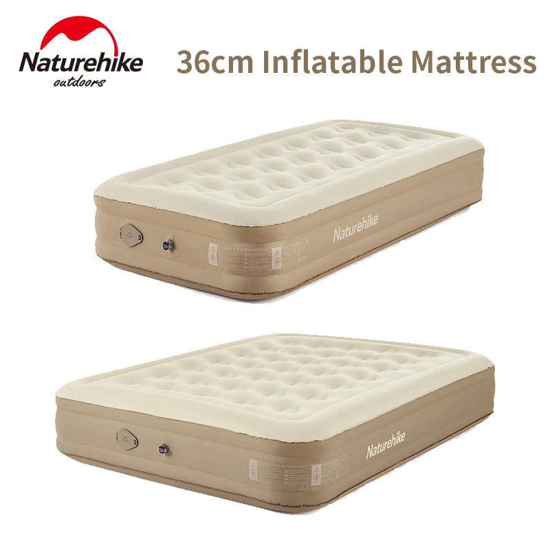 Naturehike Inflatable 36cm Sleeping Mattress Air Mat Camping 1/2/3 Person Bed With Built in Pump Folding Tourism Pad Portable