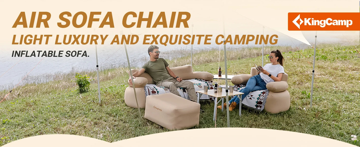 KingCamp Single Inflatable Chair Sofa, Camping Lounger for Rest, Camping Picnic, Beach, Travel