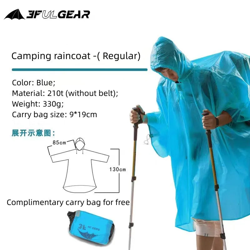 3F UL GEAR Lightweight Hiking Poncho, Waterproof Backpack Poncho Raincoat for Outdoor Trekking, Camping, Hiking