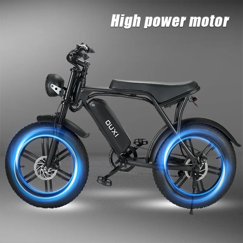 Ouxi-V8 Adult Electric Bicycle Fat Tire Electric Bicycle 48V 50km/H Off-Road City Fat Tire Bicycle 1000W 48V30AH Lithium Battery