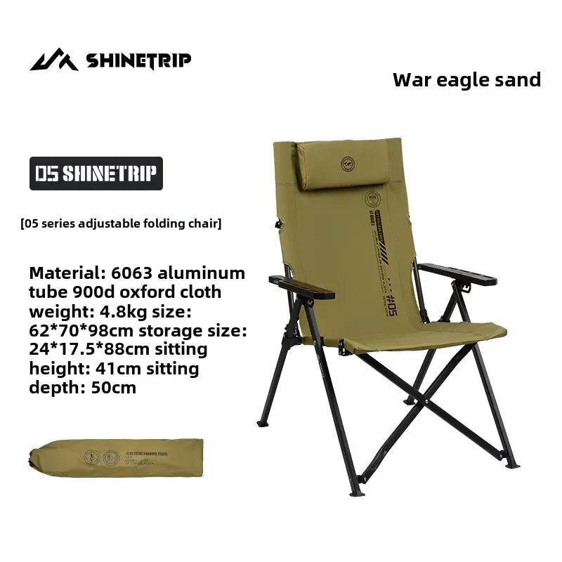 Shinetrip Camping Chair Four-speed Adjustable Aluminum Alloy Outdoor Tactical Camping Blackened Outdoor Recliner