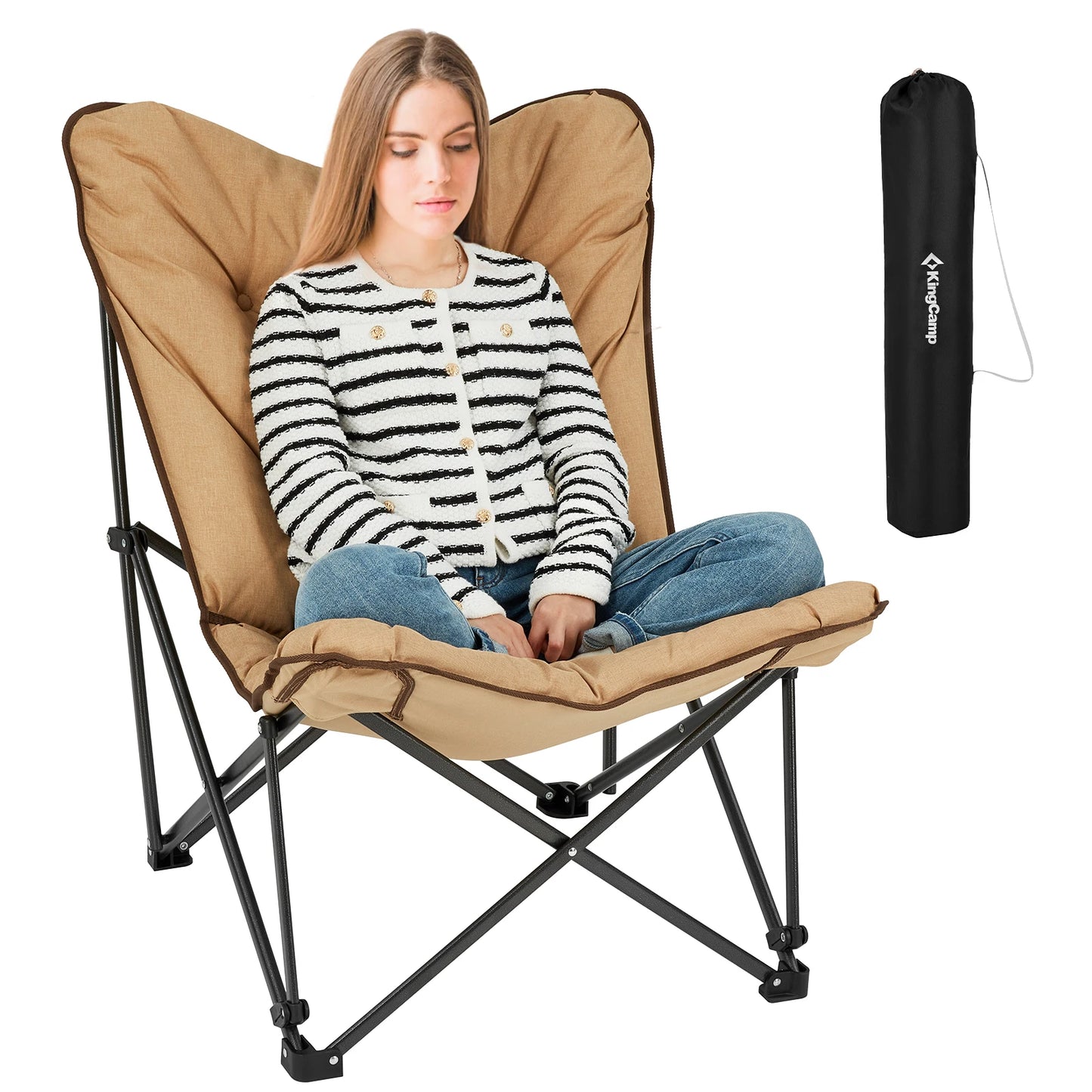 KingCamp Comfortable Butterfly Chair, Camping Dorm Entertainment, with Upholstered Seat, Portable and Foldable, 300 lbs