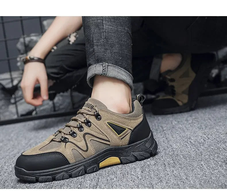 Men's Outdoor Hiking Shoes, Hiking Boots, Suede Leather Outdoor Shoes, Wear-resistant Men's Walking and Hunting Sports Shoes