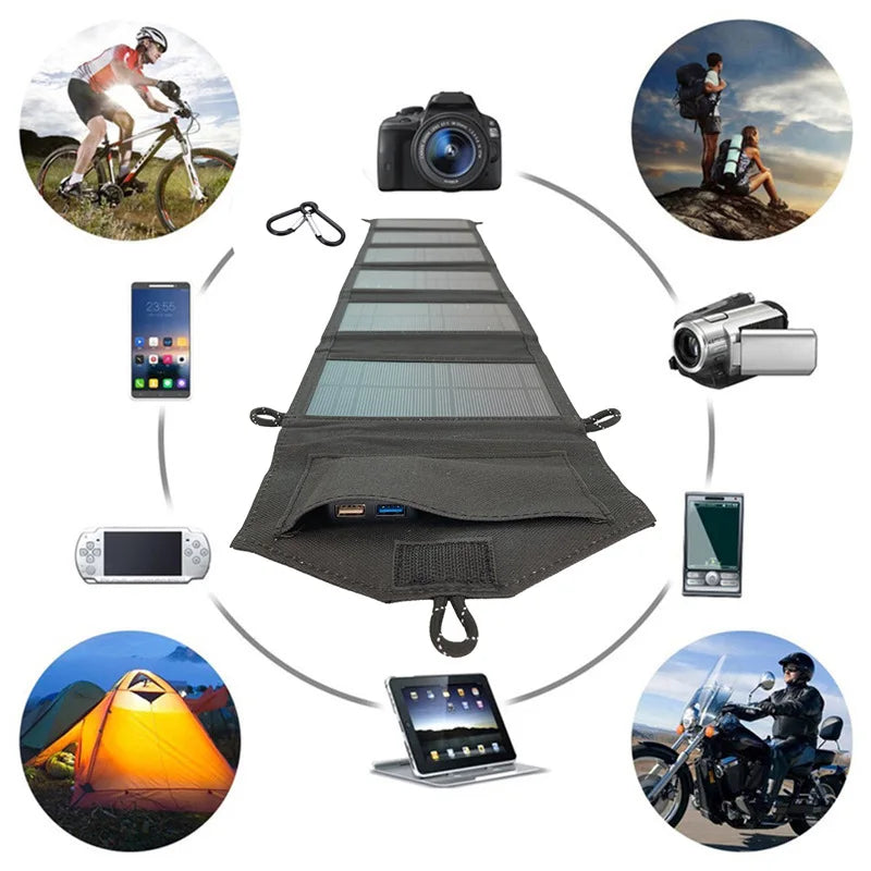 500W Portable Polysilicon Solar Panel Charger USB 5V DC Foldable Solar Panel For Phone Charge Power Bank For Hiking Camping