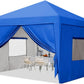 8x8 Pop-Up Canopy Tent with Sidewall & Roller Shutter Ventilation Window, Outdoor Gazebo Closed Waterproof, Bonus 4 Sandbags