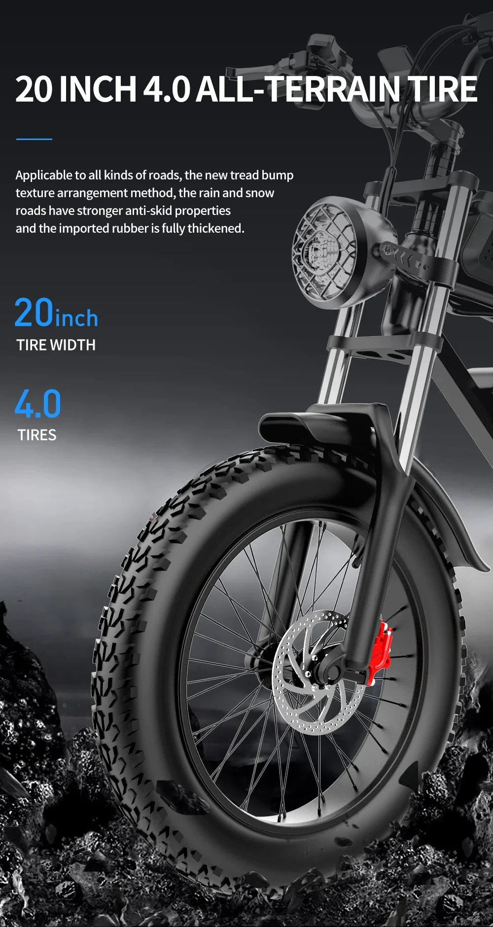 Ridstar Q20 Discount Electric Bike 2000W 52V 40AH Waterproof Powerful Dual Motors 20*4.0 Fat Tires for Mountain Ebike Adults