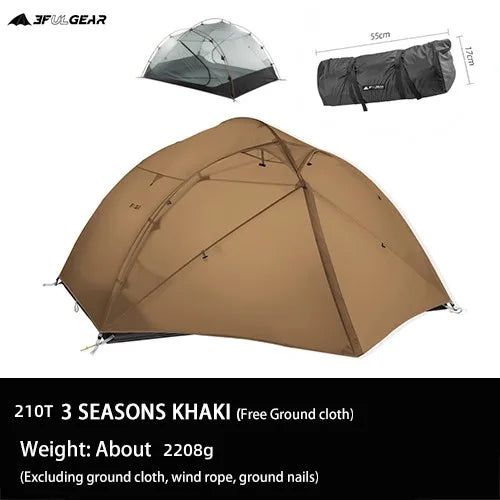 3F UL Gear Qinkong 3P 3-Person 4-Season Camping Tent 15D Silnylon Coating with Matching Ground Sheet Ultralight Outdoor