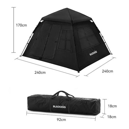 BLACKDOG Automatic One-touch Tent Quick Open Two Door Four Window Camping Outdoor Black Coated Waterproof Thickened