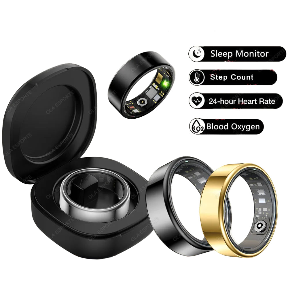 2025 New Smart Ring Men Women, Heart Rate Blood Oxygen and Sleep Monitor Smartring IP68 & 5ATM Waterproof, Multi-sport Mode Ring