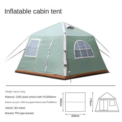 SunnyFeel 5-8 Person Fine Camping Inflatable Cabin Tent Outdoor Waterproof Lightweight Oxford Fabric Rainproof Camp Tent