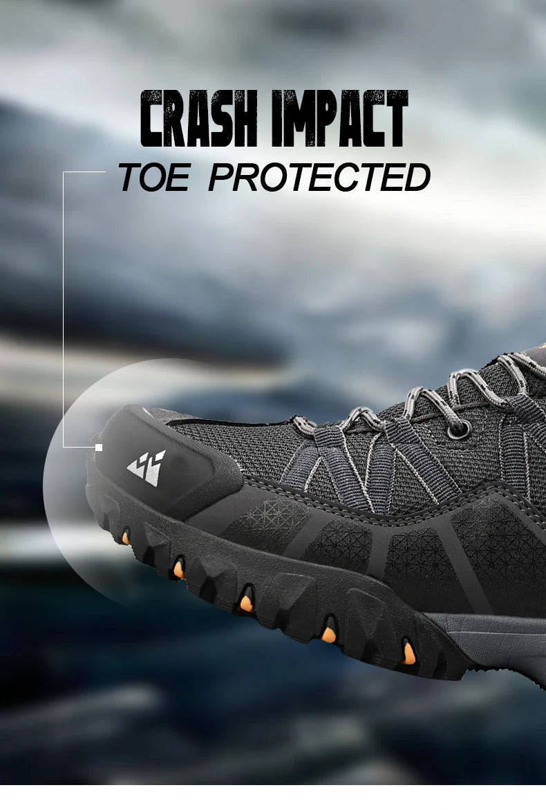 HIKEUP Breathable Cushioning Nonslip Sneakers Men's Hiking Shoes Running Trekking Sneakers Outdoor Mountain Sports Shoes for Men