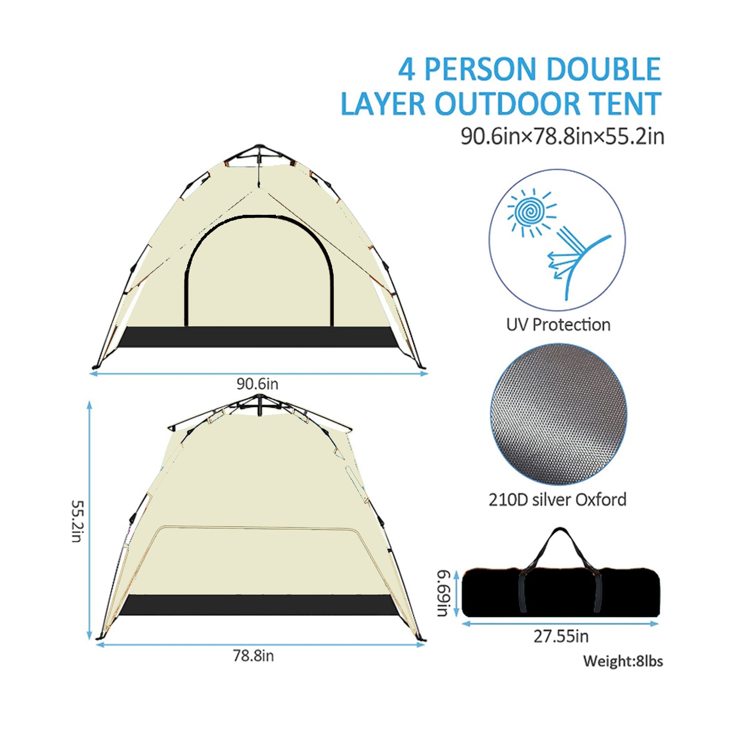 Camping dome tent waterproof spacious portable backpack tent suitable for outdoor camping and hiking trips