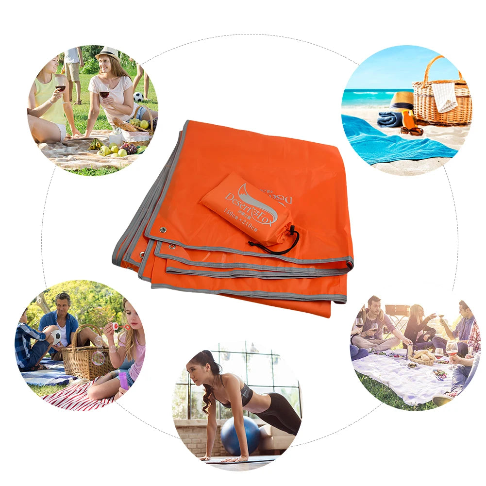 Tent Floor Mat Tarpaulin Waterproof Ultralight Beach Camping Bag Tent Mat Foldable Picnic Blanket Beach Mat for Travel