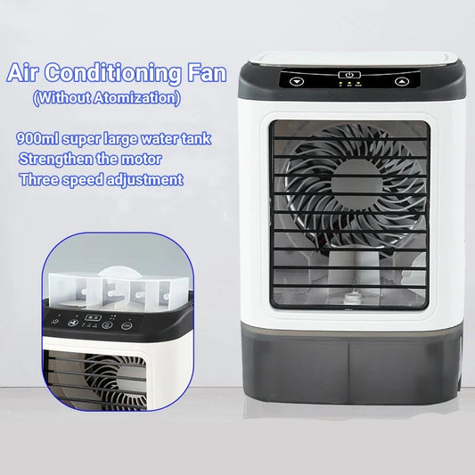 Air Conditioner Portable Fan Desktop Dual Spray Ultrasonic Atomization 3-Speed Mute Air Cooler Night Light Electric Fan for Home