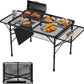 Folding Table With 2 Wing Panels, 3X2 Ft Camping Table With Mesh Desktop,Height Adjustable Folding Grill Table With Mesh