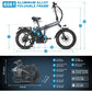 32Ah Electric Bike Long Range 28MPH Folding Electric Bike for Adults Men Women 20" Fat Tire Mountain Foldable Ebike