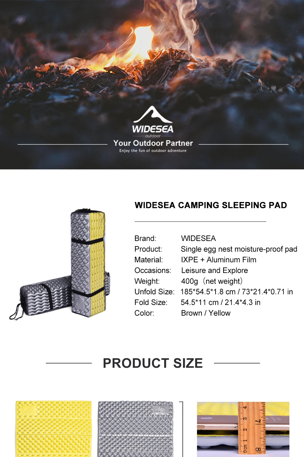 Widesea Camping Mat Portable Sleeping Pad Picnic Foam Bed Mattress Travel Trekking Equipment Blanket  Waterproof Moistureproof