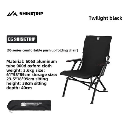 Shinetip Outdoor Camping Chair Furniture High Back Recliner Relax Lightweight Foldable Portable Adjustable Camping Kermit Chair