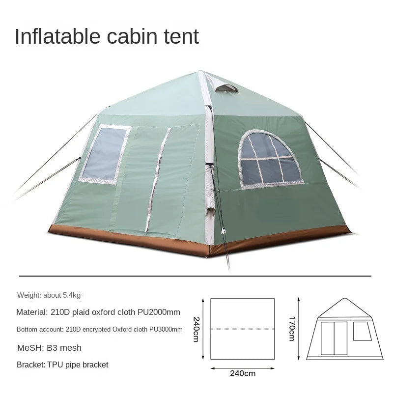 SunnyFeel 5-8 Person Fine Camping Inflatable Cabin Tent Outdoor Waterproof Lightweight Oxford Fabric Rainproof Camp Tent