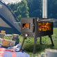 Large Firewood Stove with Split Chimney Stainless Steel Bonfire Stove Outdoor Wood Burning Wood Fire Stove for Camping Patio BBQ