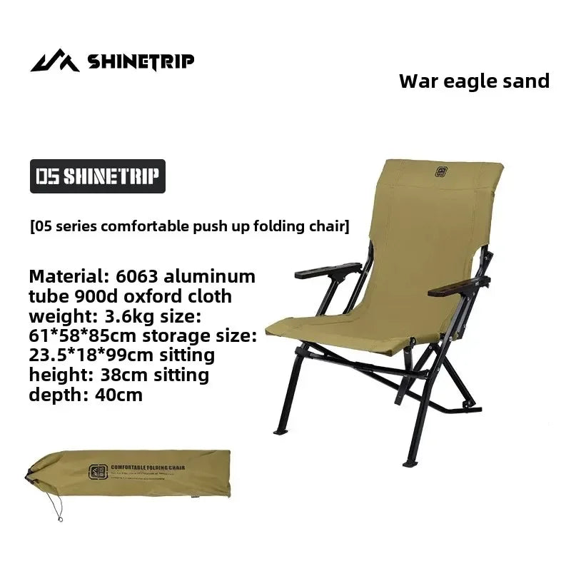 Shinetip Outdoor Camping Chair Furniture High Back Recliner Relax Lightweight Foldable Portable Adjustable Camping Kermit Chair