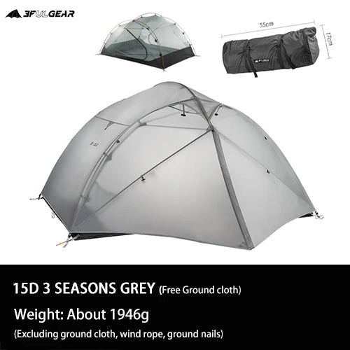 3F UL Gear Qinkong 3P 3-Person 4-Season Camping Tent 15D Silnylon Coating with Matching Ground Sheet Ultralight Outdoor