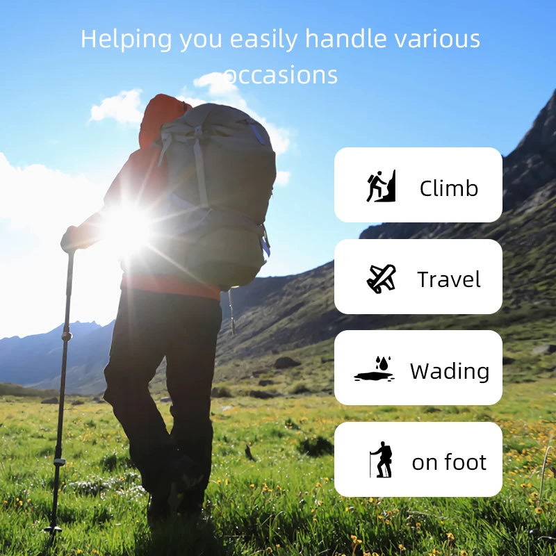 PACOONE Ultralight Folding Multifunction Trekking Pole Portable Anti Shock Alpenstock Snow Walking Stick Outdoor Climbing Hiking