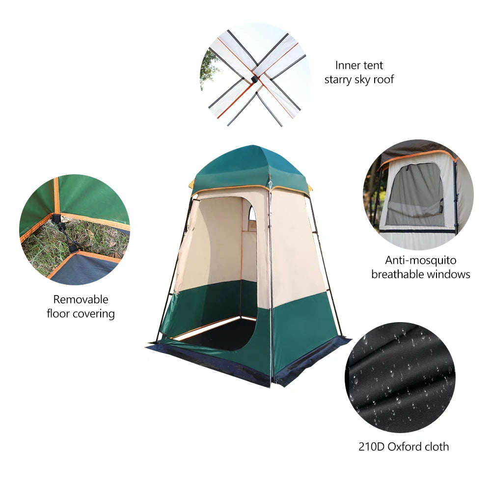 Portable Outdoor Privacy Shower Tent Double-Layer Sun Shelter for Camping Dressing Changing Room Toilet Hiking Fishing Picnic