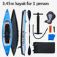 Inflatable Rafting Canoe with Air Deck Floor Set 1~2 Persons Inflatable Rafting Kayak with V-shaped Keel Fishing Water Sports