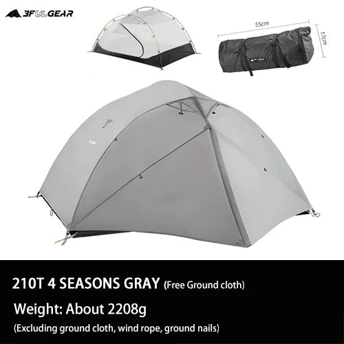 3F UL Gear Qinkong 3P 3-Person 4-Season Camping Tent 15D Silnylon Coating with Matching Ground Sheet Ultralight Outdoor