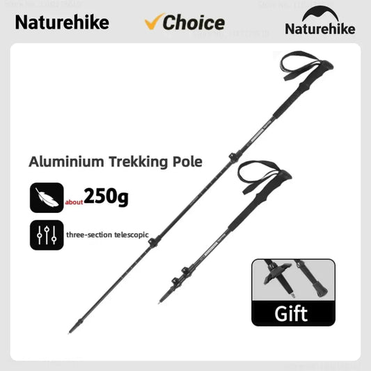 Naturehike Trekking Pole 7075 Aluminum Alloy Outer Lock 3-Section Telescopic Folding Pole Hiking Climbing Outdoor Walking Stick