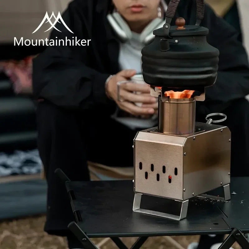 MOUNTAINHIKER Portable Firewood Square Stove Stainless Steel Outdoor Fire Heater Stove Picnic Hiking Camping Wood Burner Stove